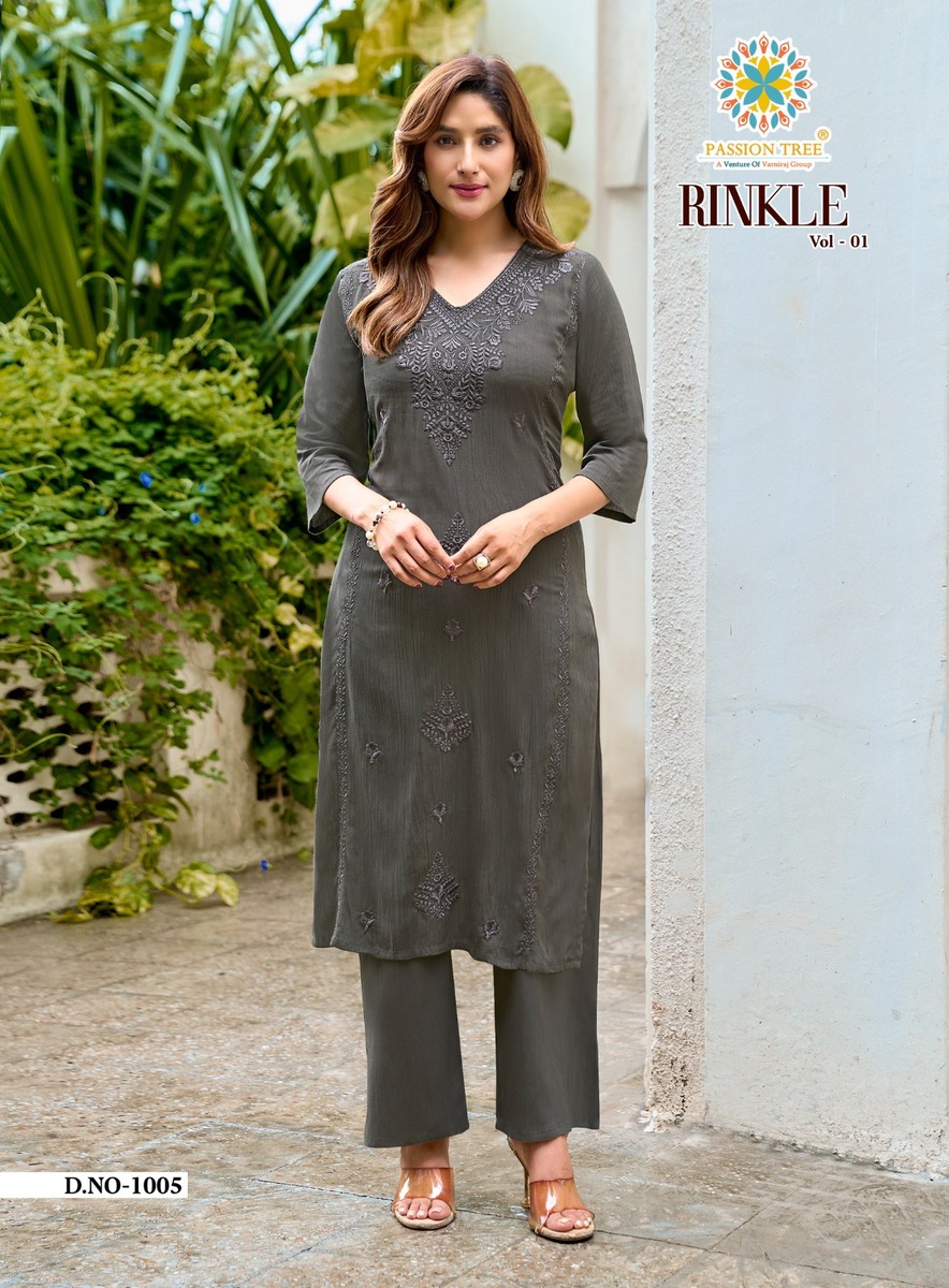 Passion Tree Rinkle Kurti Palazzo Set Catalog collection 2