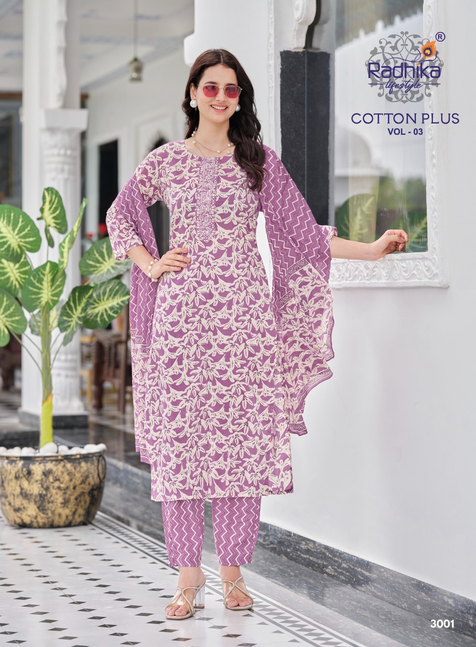 Radhika Lifestyle Cotton Plus 3 Printed Salwar Kameez Catalog collection 5
