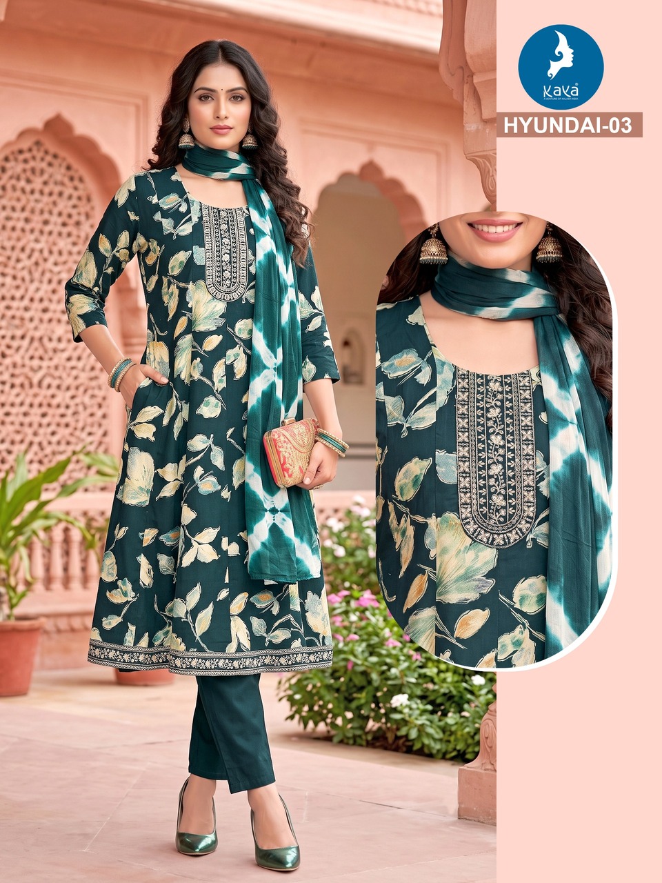 Kaya Kurti Hyundai Printed Salwar Kameez Size Set collection 15