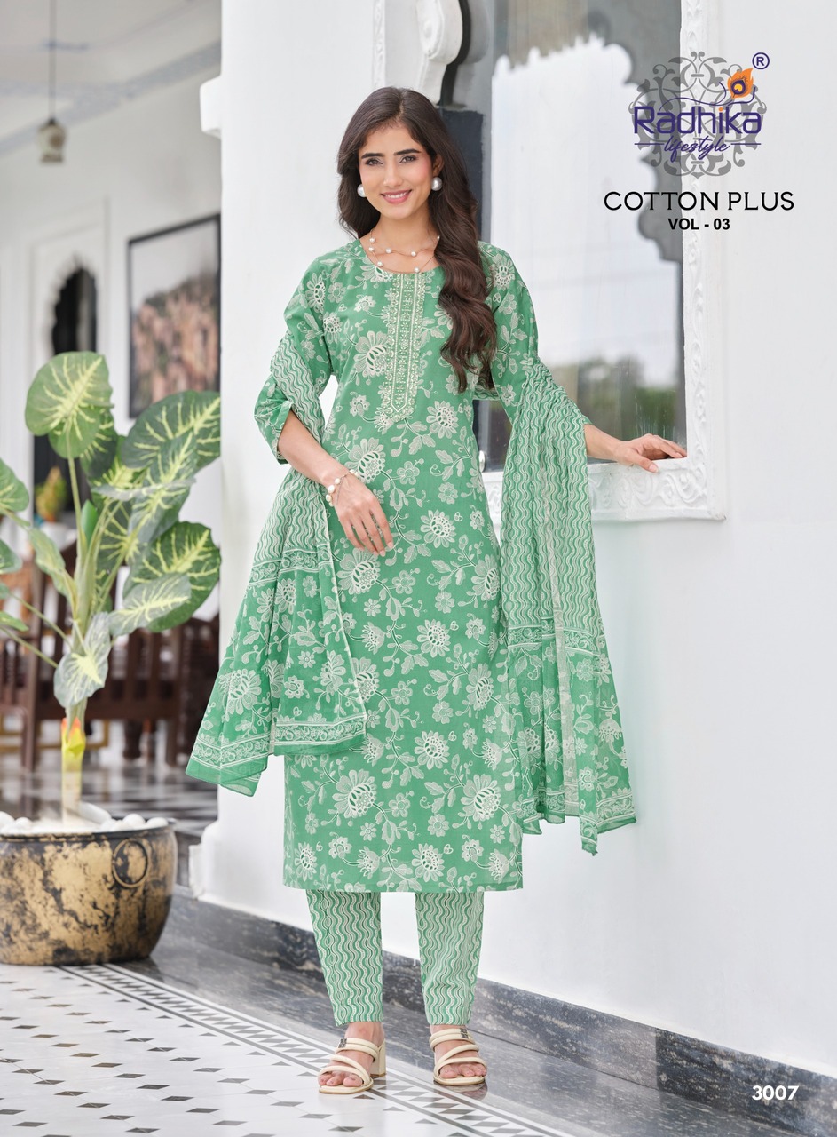 Radhika Lifestyle Cotton Plus 3 Printed Salwar Kameez Catalog collection 9