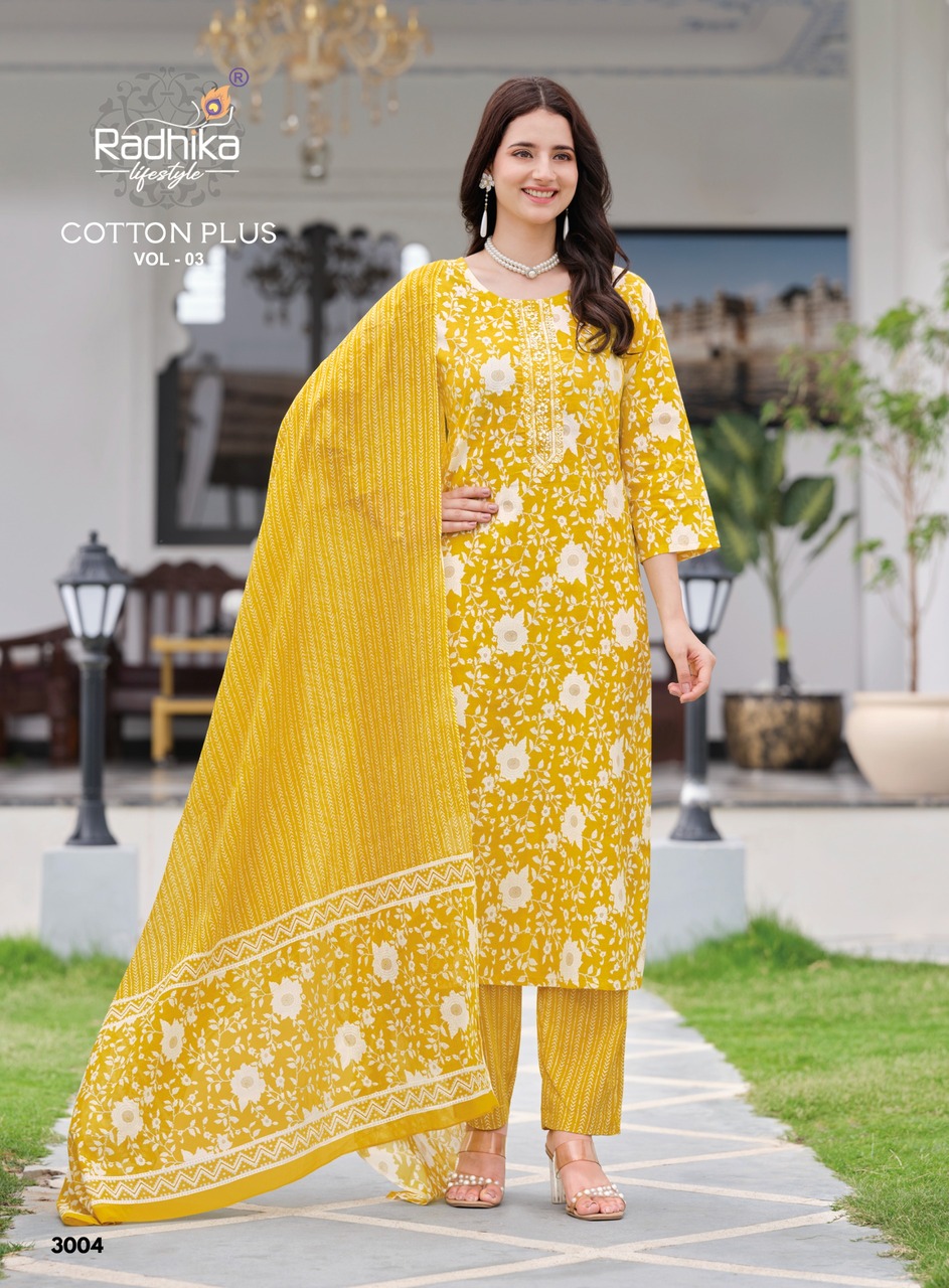 Radhika Lifestyle Cotton Plus 3 Printed Salwar Kameez Catalog collection 18