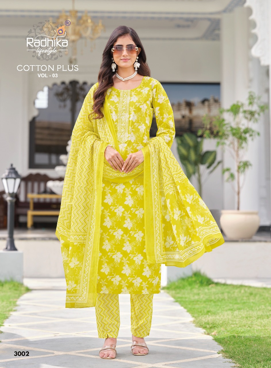 Radhika Lifestyle Cotton Plus 3 Printed Salwar Kameez Catalog collection 4