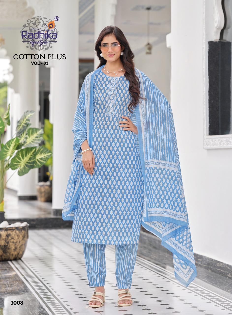 Radhika Lifestyle Cotton Plus 3 Printed Salwar Kameez Catalog collection 10