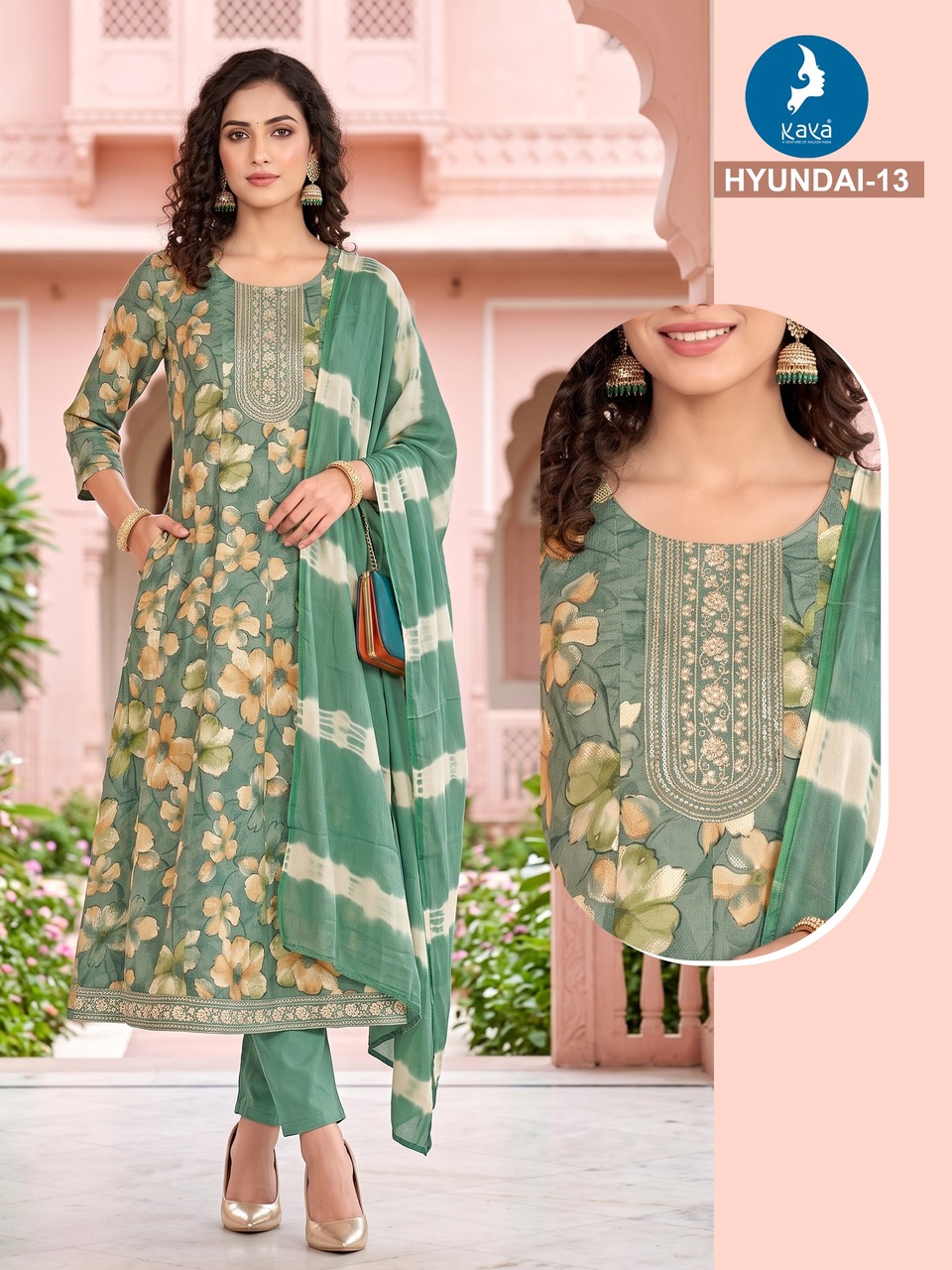 Kaya Kurti Hyundai Printed Salwar Kameez Size Set collection 13