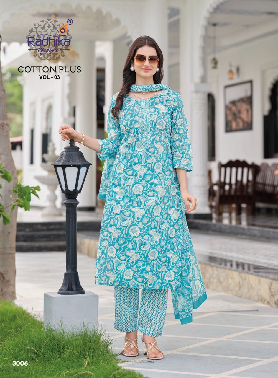 Radhika Lifestyle Cotton Plus 3 Printed Salwar Kameez Catalog collection 14