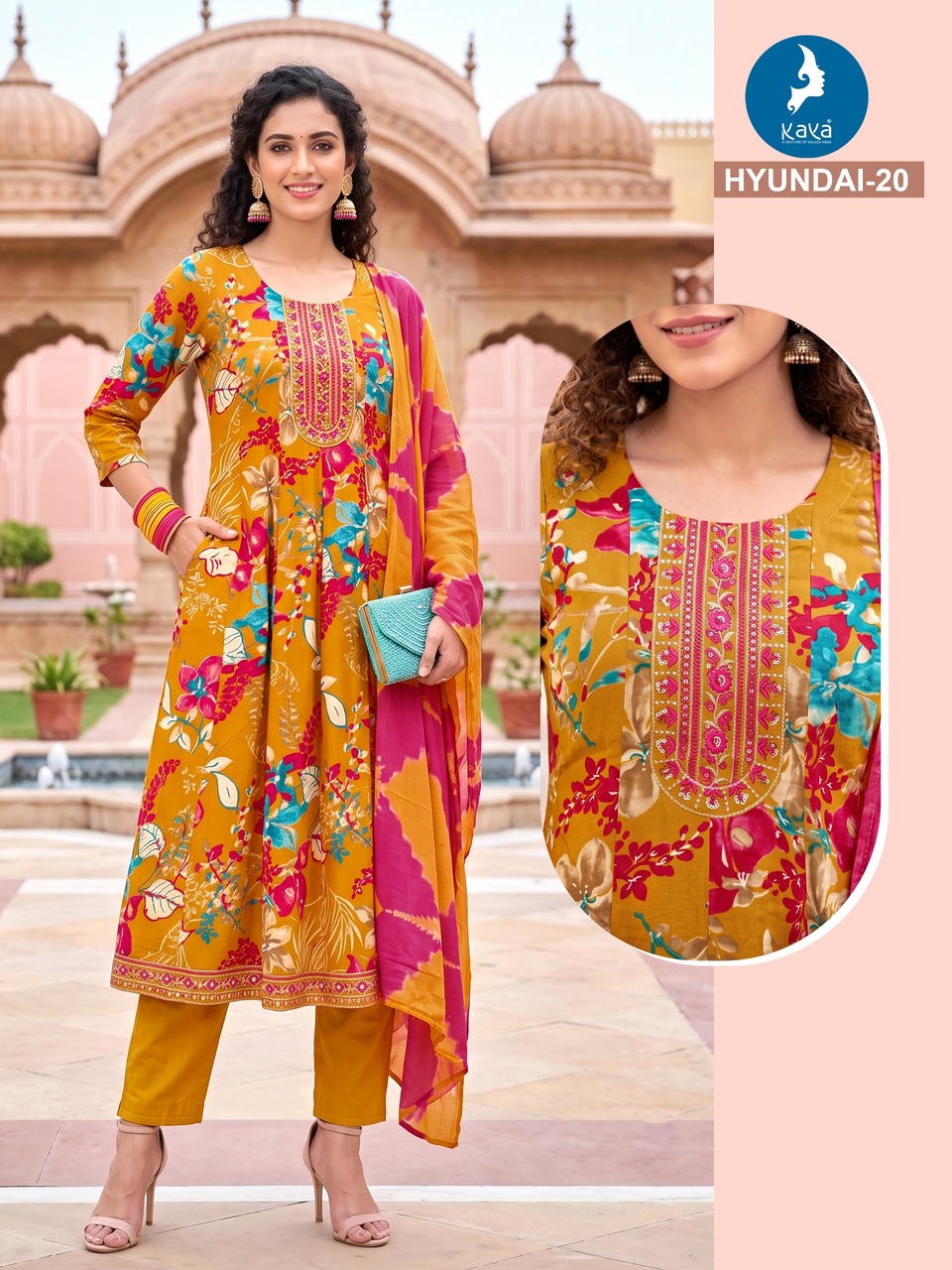 Kaya Kurti Hyundai Printed Salwar Kameez Size Set collection 8