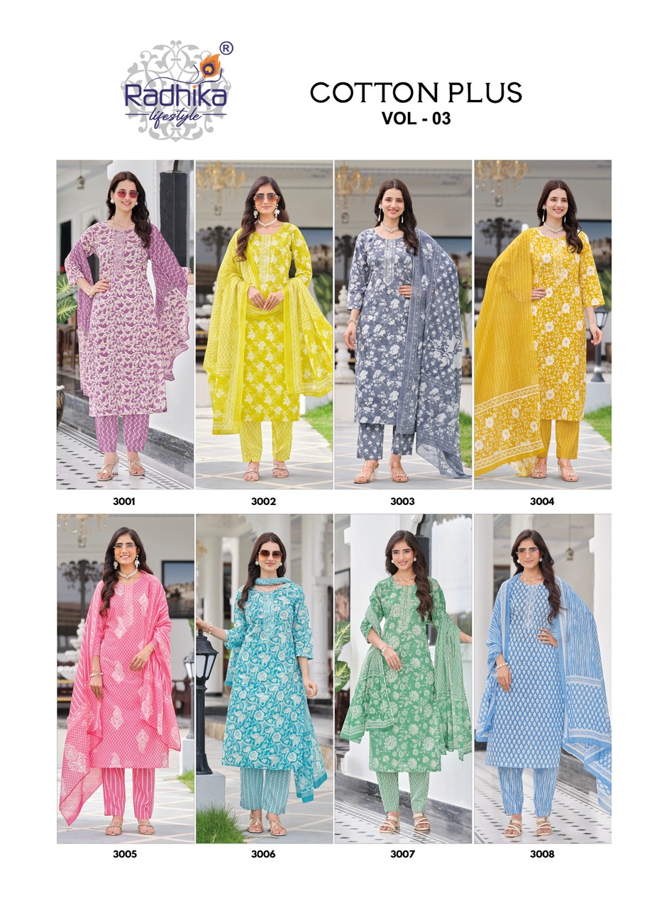 Radhika Lifestyle Cotton Plus 3 Printed Salwar Kameez Catalog collection 7