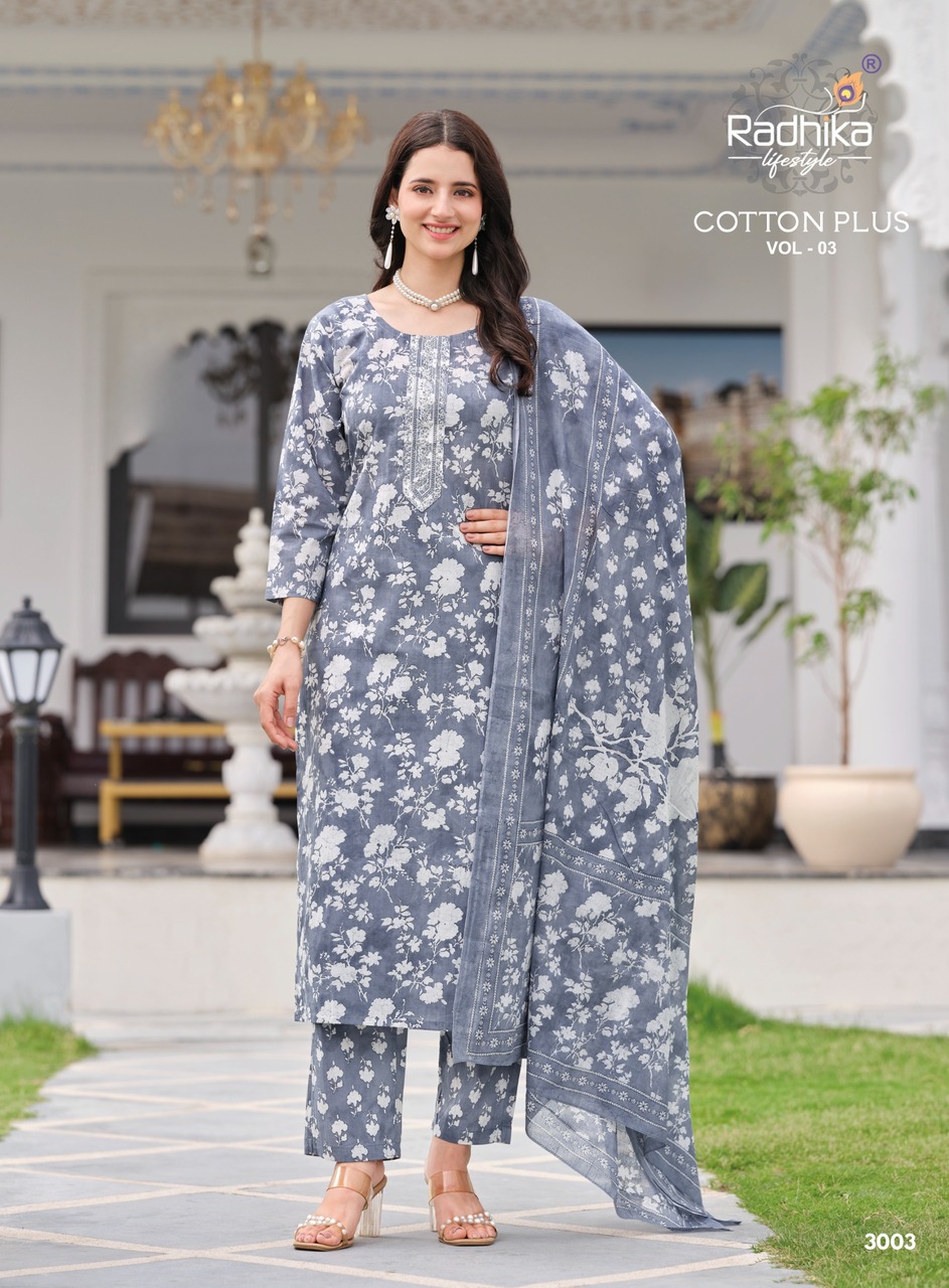 Radhika Lifestyle Cotton Plus 3 Printed Salwar Kameez Catalog collection 17