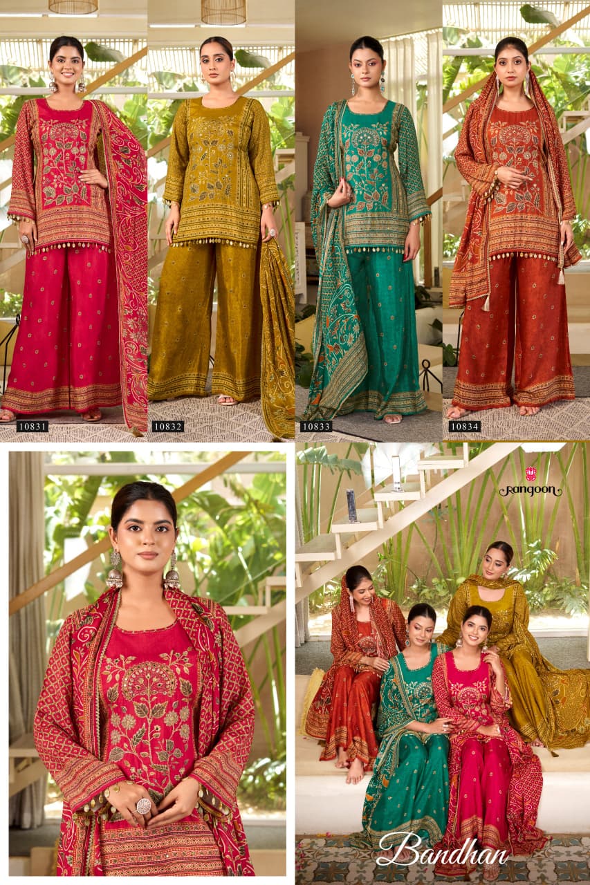 Rangoon Bandhan Kurti Palazzo Dupatta Set Catalog collection 6