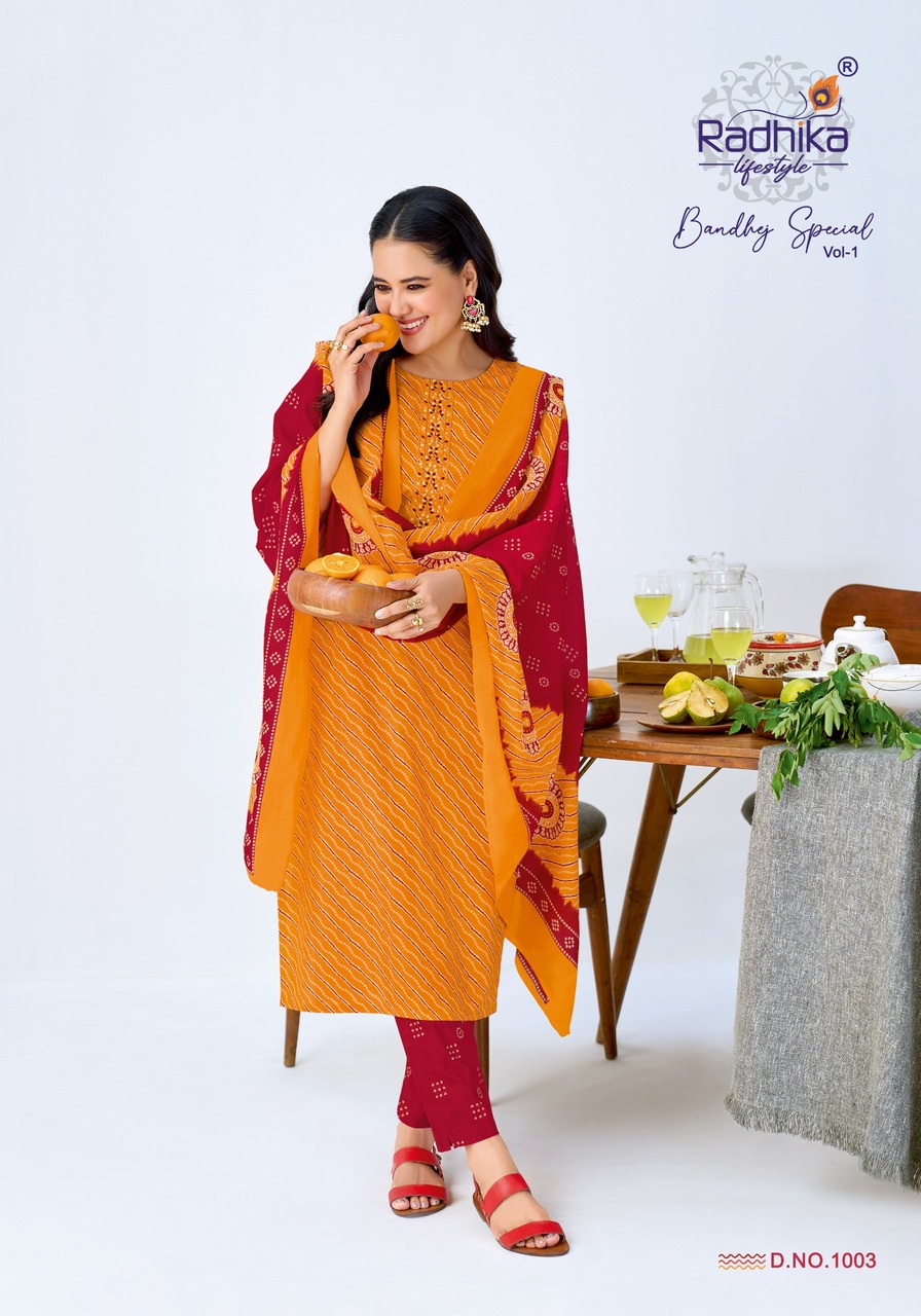 Radhika Lifestyle Bandhej Special Cotton Salwar Kameez Catalog collection 8