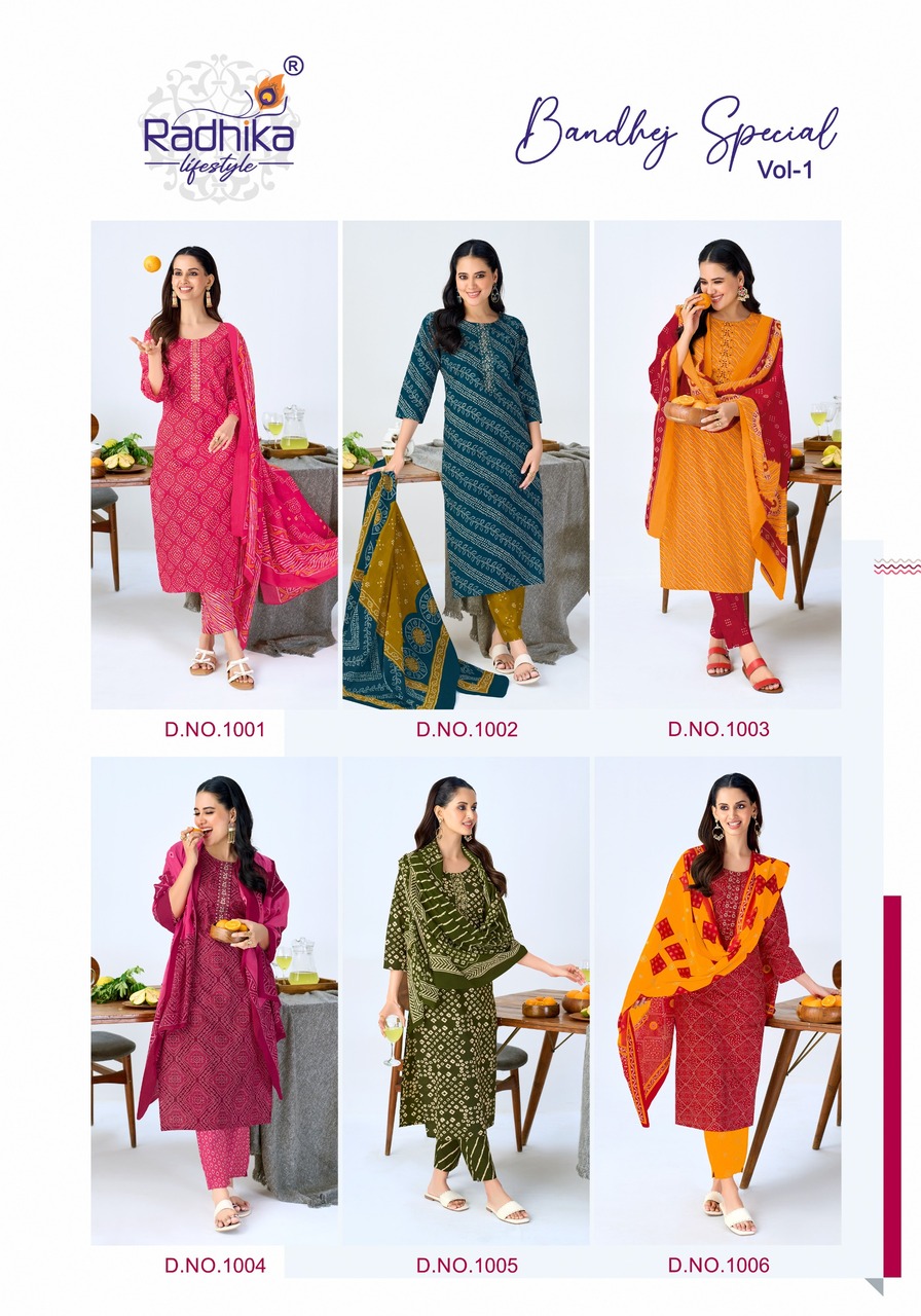 Radhika Lifestyle Bandhej Special Cotton Salwar Kameez Catalog collection 14