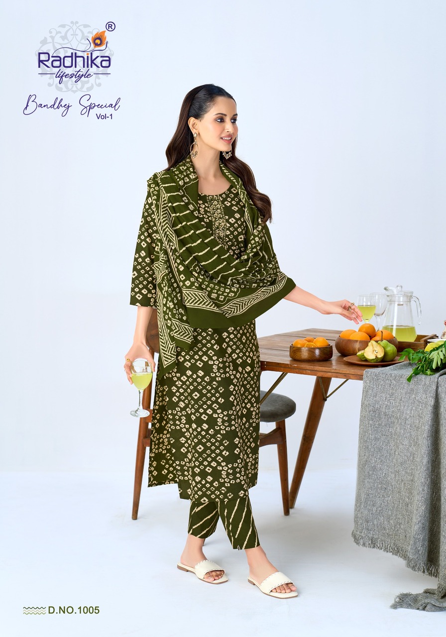 Radhika Lifestyle Bandhej Special Cotton Salwar Kameez Catalog collection 4