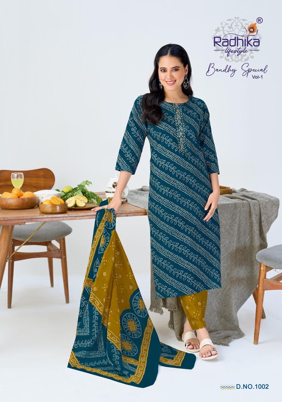 Radhika Lifestyle Bandhej Special Cotton Salwar Kameez Catalog collection 9