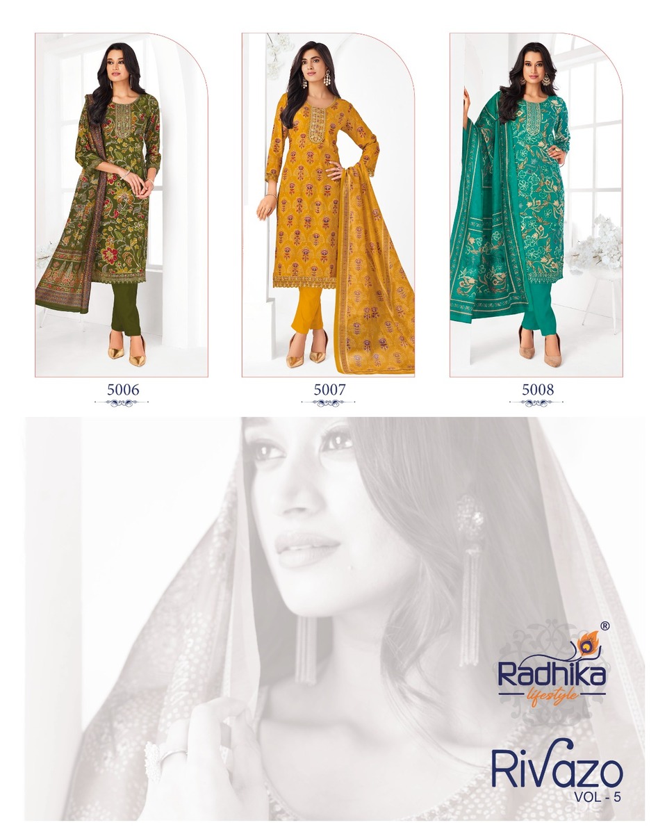 Radhika Lifestyle Rivazo Vol 5 Printed Salwar Kameez Catalog collection 15