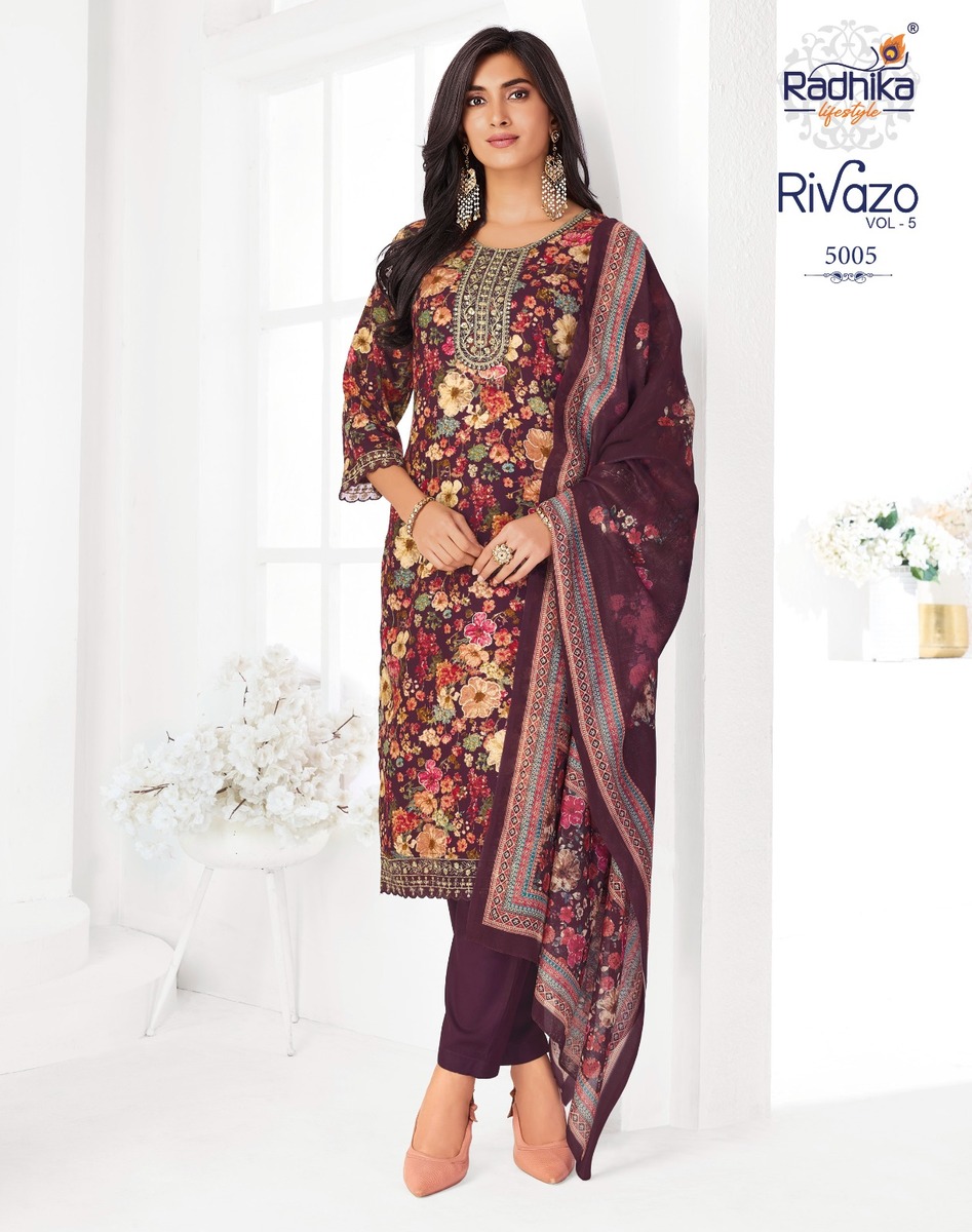 Radhika Lifestyle Rivazo Vol 5 Printed Salwar Kameez Catalog collection 5