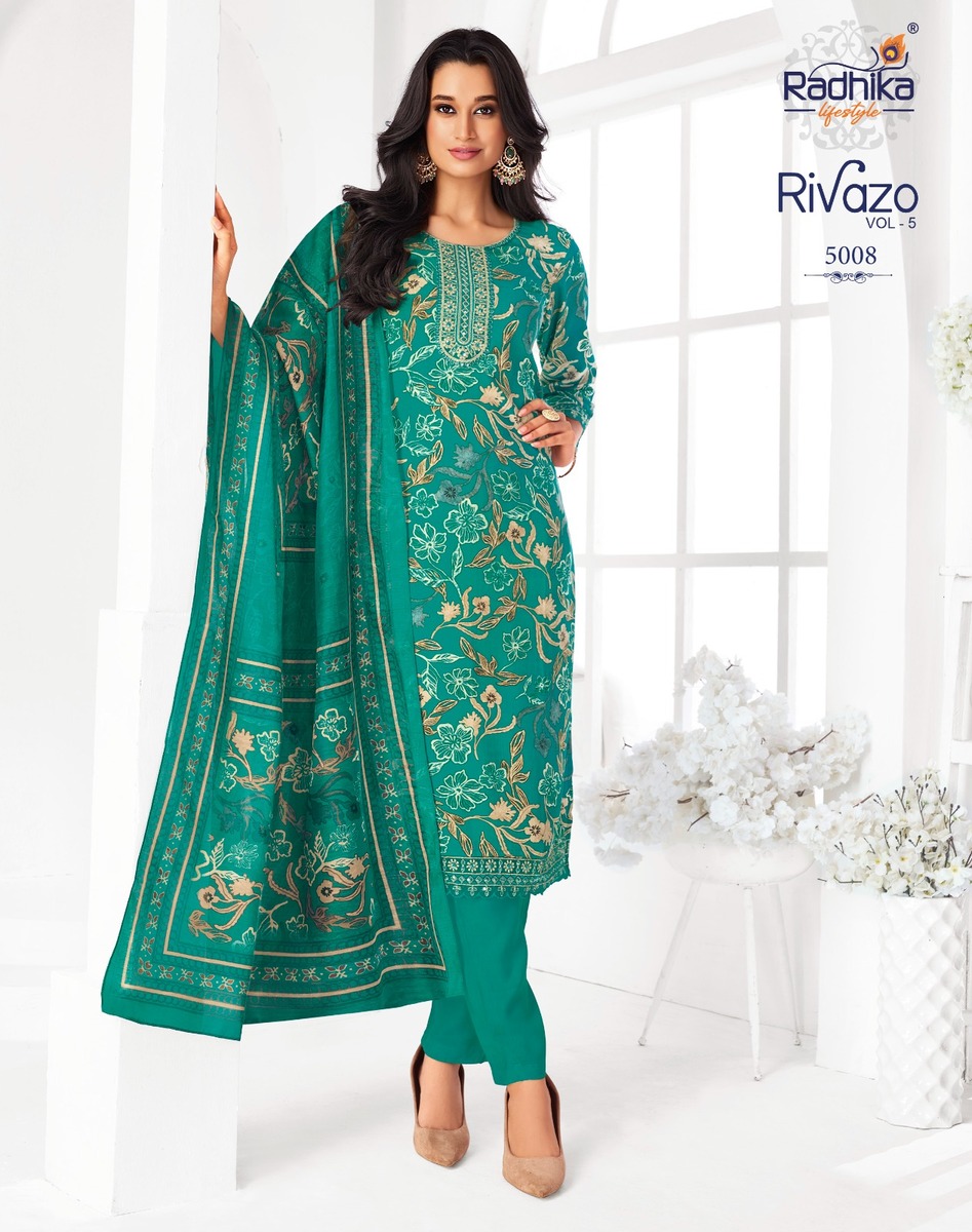 Radhika Lifestyle Rivazo Vol 5 Printed Salwar Kameez Catalog collection 1
