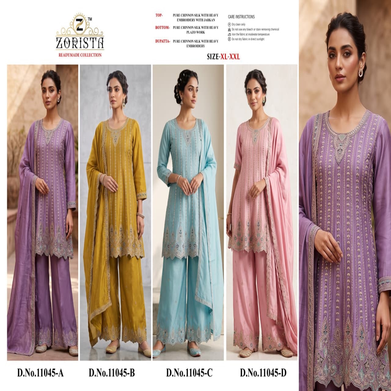 Zorista Dno 11045 ABCD Embroidery Salwar Kameez Size Set collection 4