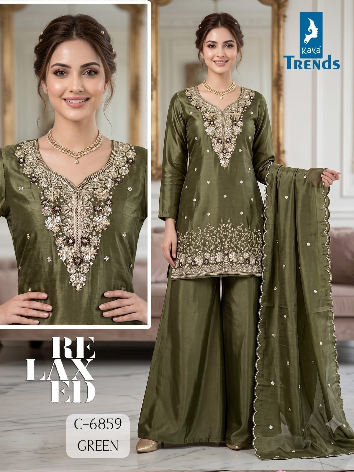 Kaya Trends Dno 6859 Kurti Palazzo Dupatta Set Size Set collection 2