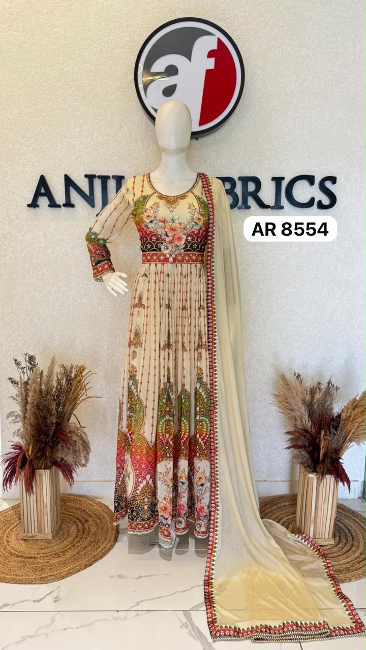 Anju Fabrics Dno Ar 8554 Anarkali Gowns Dupatta Size Set collection 1