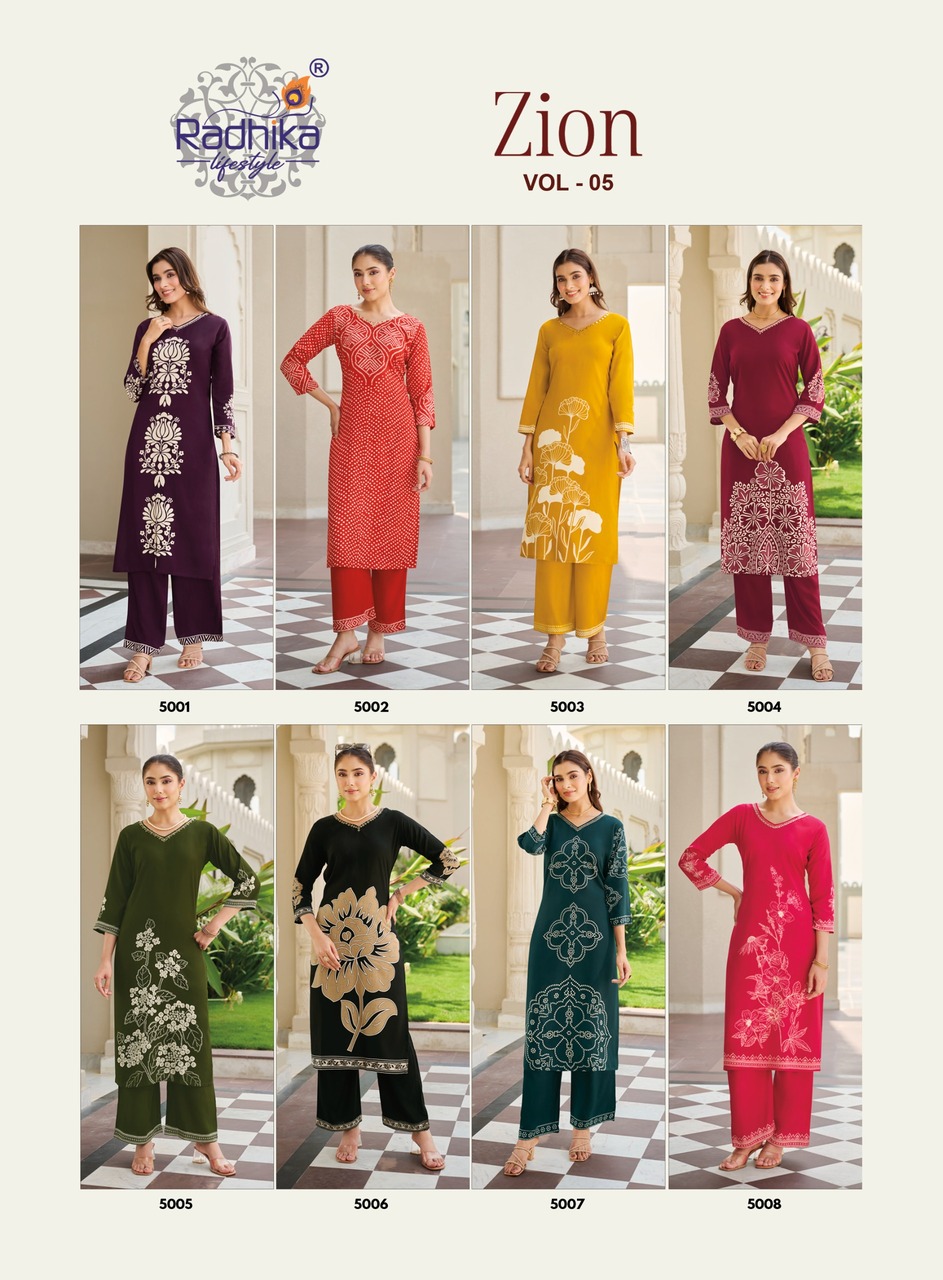 Radhika Lifestyle Zion Vol 5 Co Ord Set Catalog collection 2