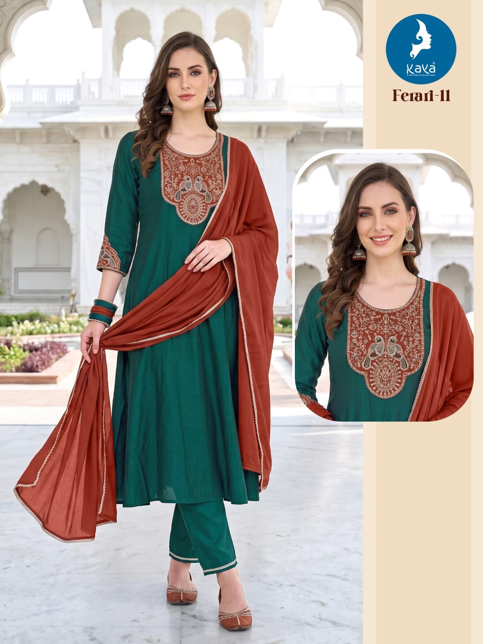 Kaya Kurti Ferari Anarkali Suits Size Set collection 10
