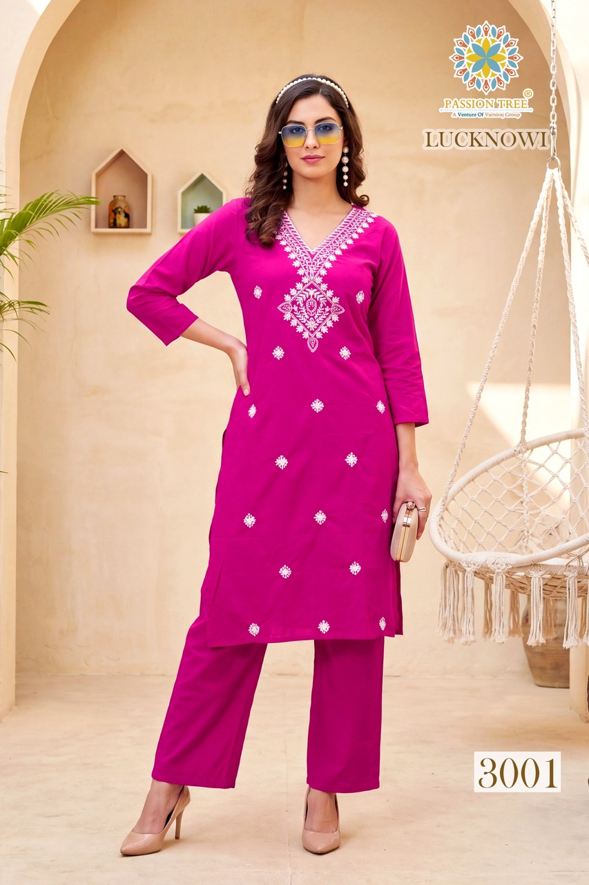 Passion Tree Lucknowi Vol 3 Kurti Palazzo Set Catalog collection 8