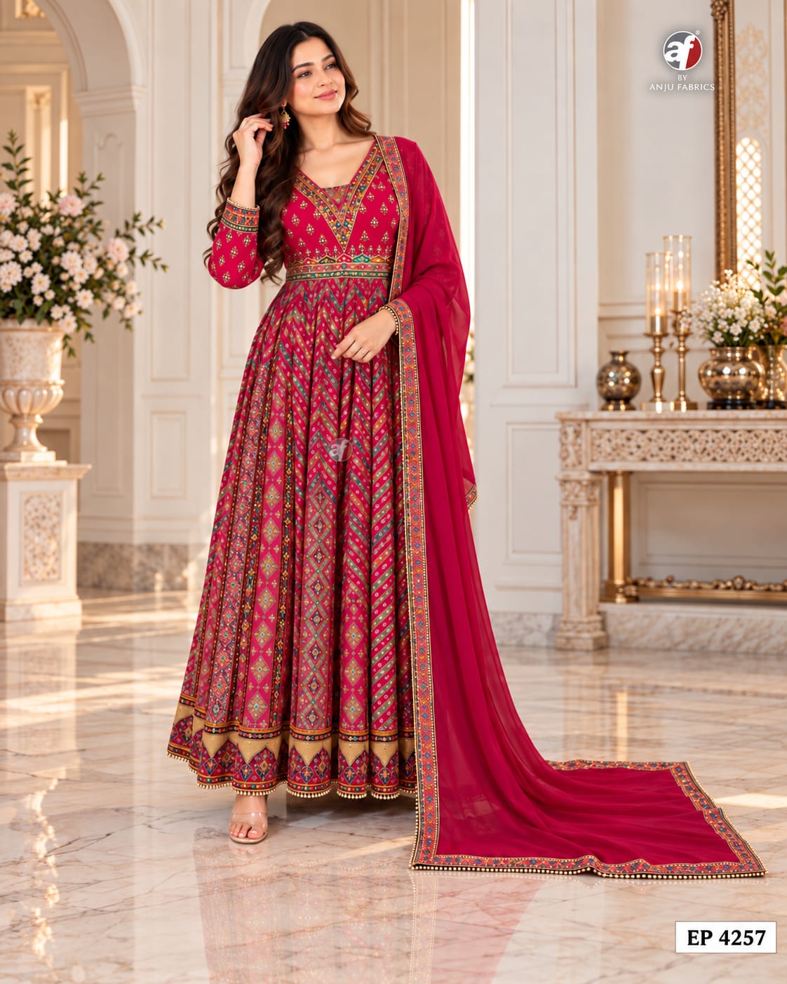 Anju Fabrics Dno EP 4257 Gowns With Dupatta Size Set collection 3