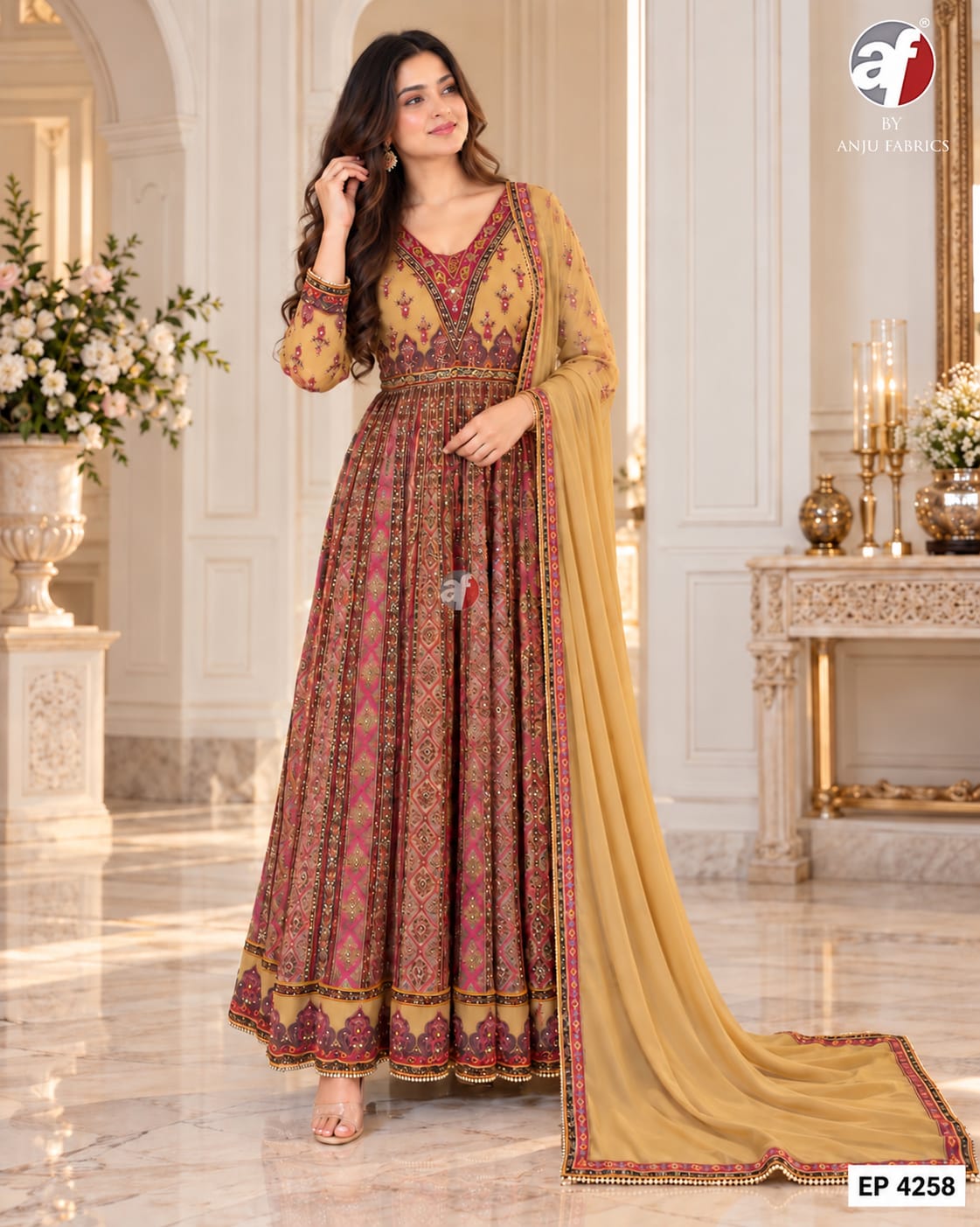 Anju Fabrics Dno EP 4257 Gowns With Dupatta Size Set collection 2