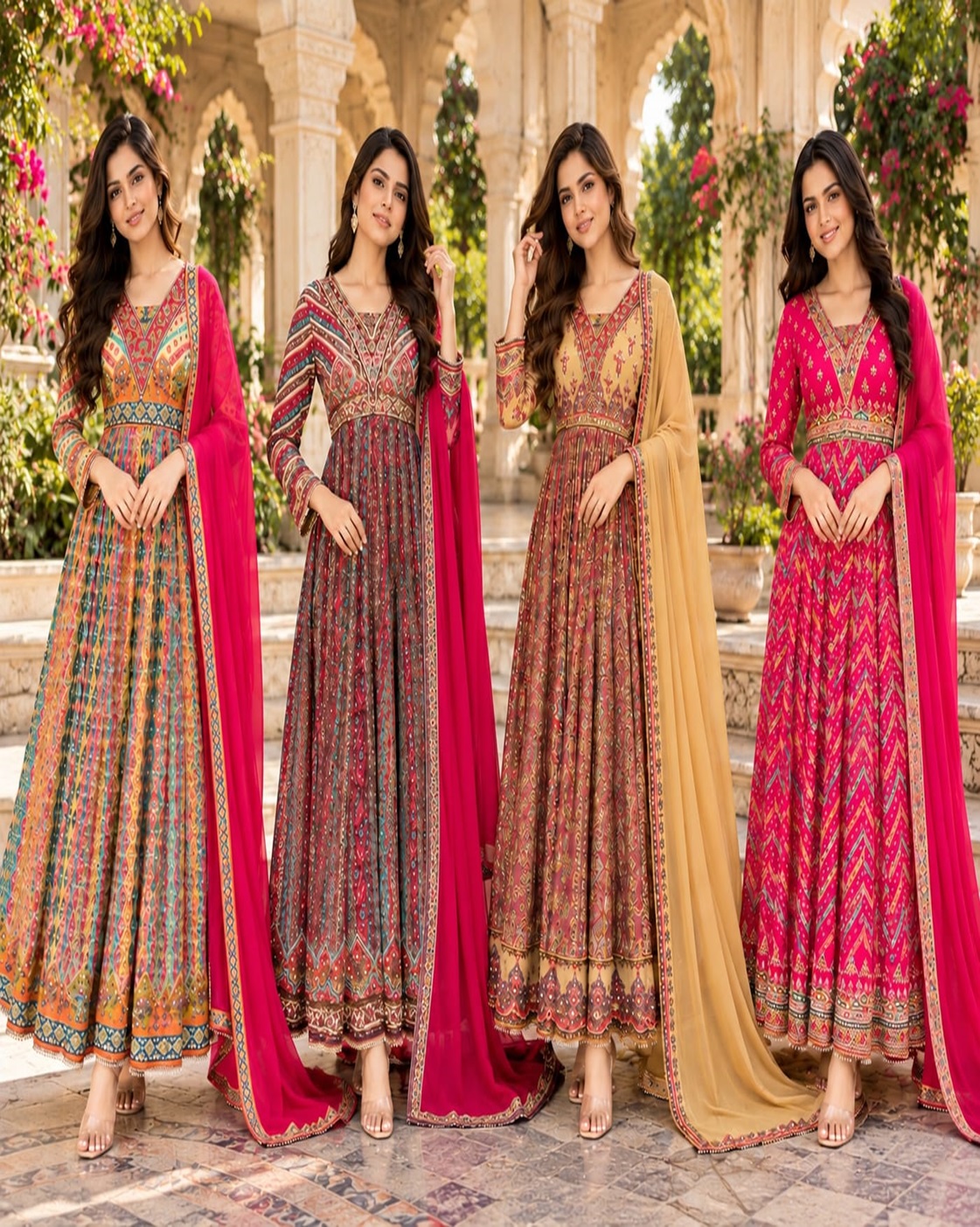 Anju Fabrics Dno EP 4257 Gowns With Dupatta Size Set collection 1