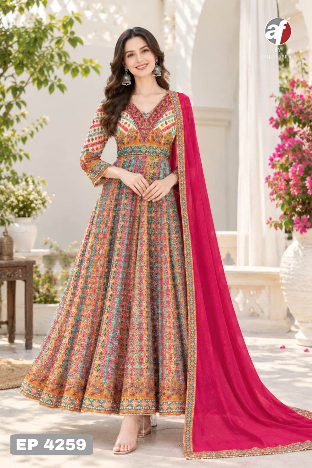 Anju Fabrics Dno EP 4257 Gowns With Dupatta Size Set collection 4