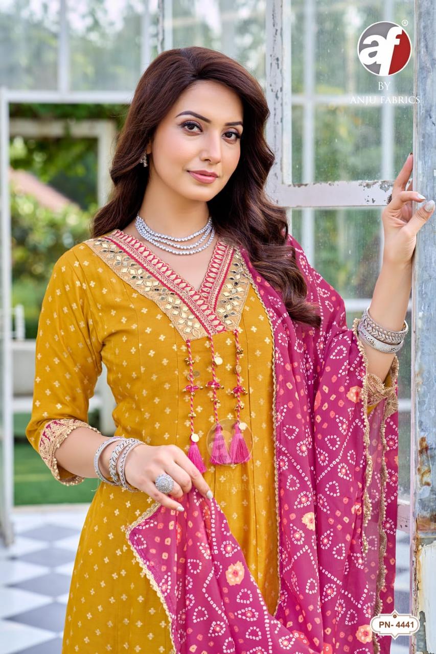 Anju Fabrics Dno PN 4443 Anarkali Suits Size Set collection 1