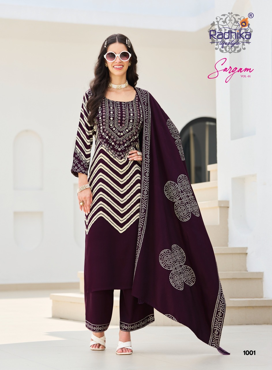 Radhika Lifestyle Sargam Kurti Palazzo Dupatta Set Catalog collection 9