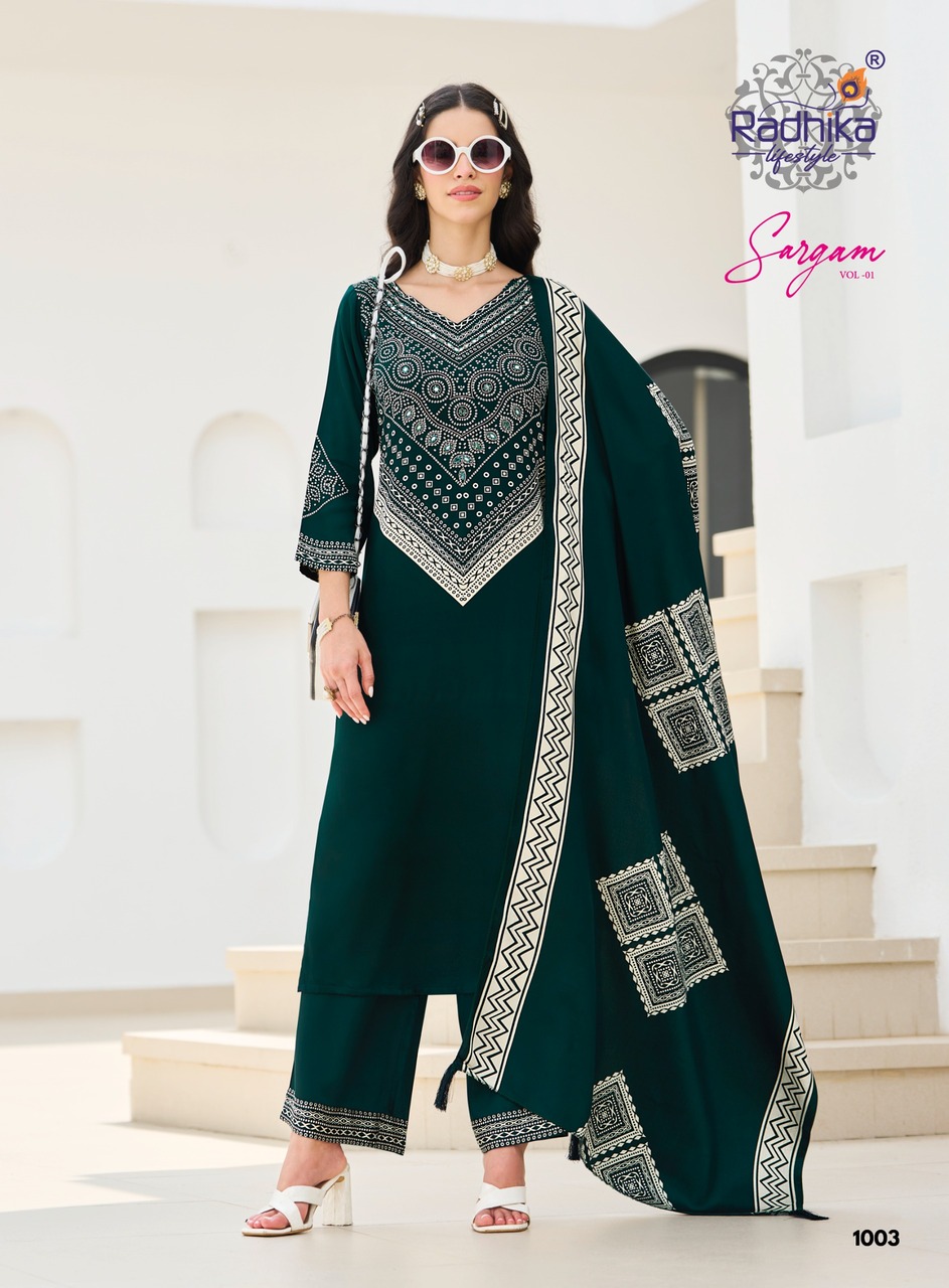 Radhika Lifestyle Sargam Kurti Palazzo Dupatta Set Catalog collection 3