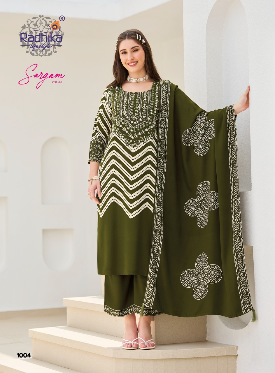 Radhika Lifestyle Sargam Kurti Palazzo Dupatta Set Catalog collection 4