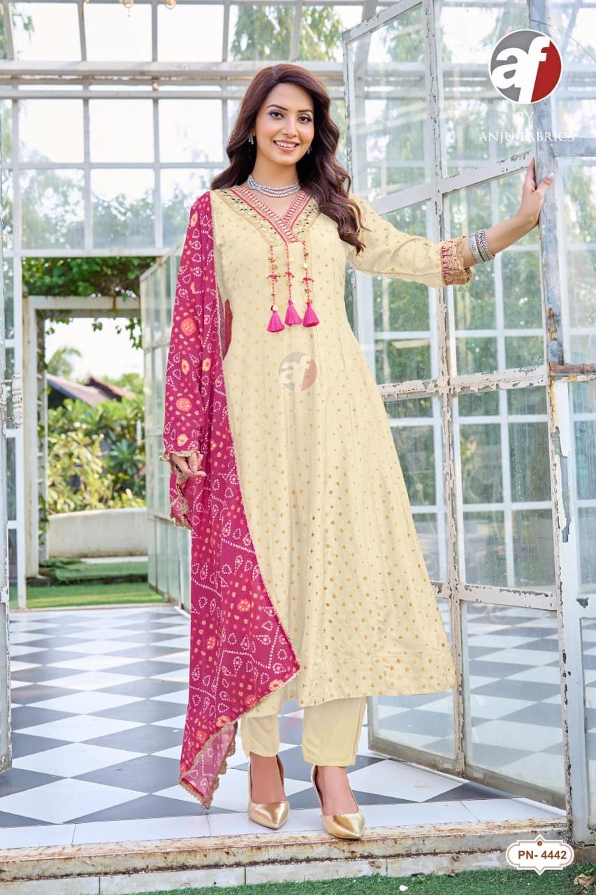 Anju Fabrics Dno PN 4443 Anarkali Suits Size Set collection 4