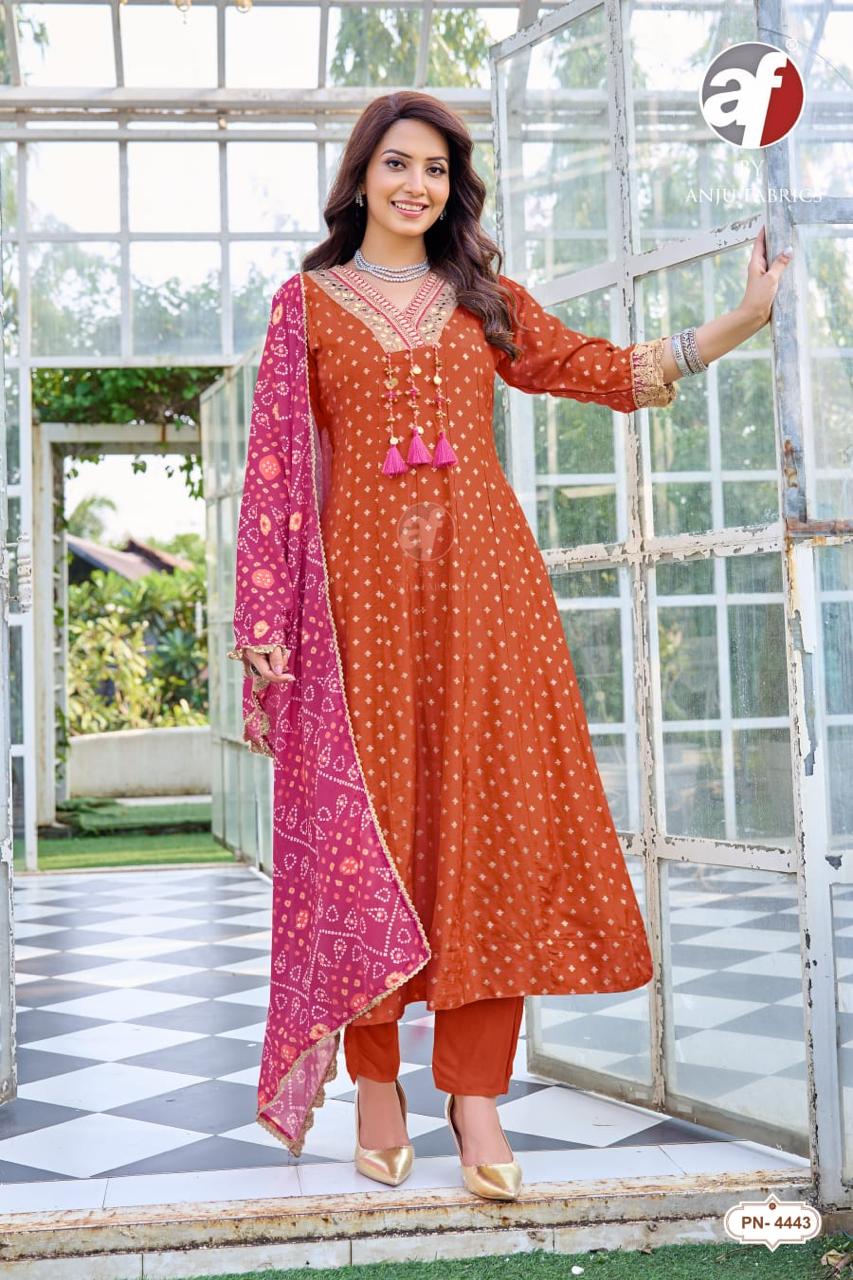 Anju Fabrics Dno PN 4443 Anarkali Suits Size Set collection 3