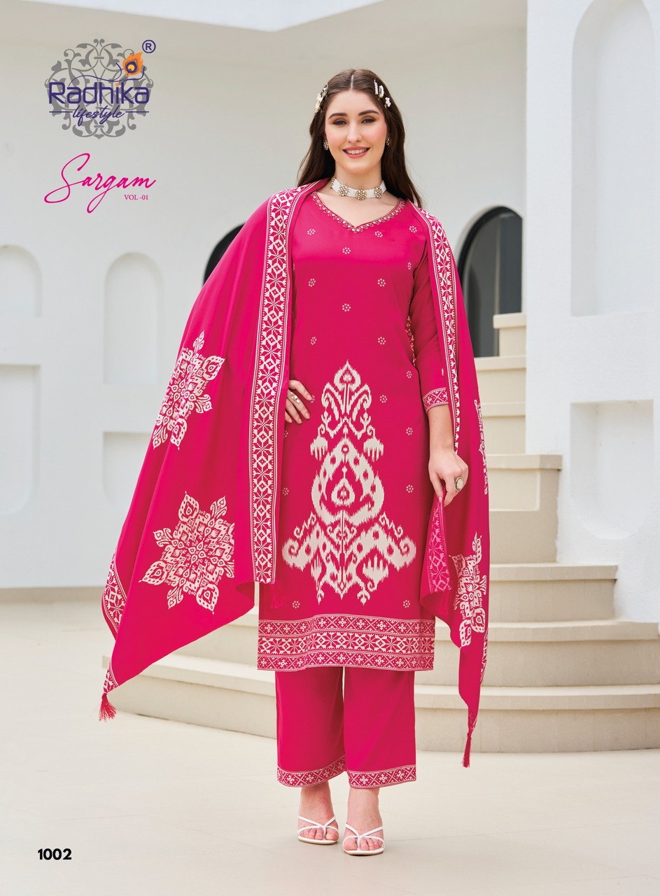 Radhika Lifestyle Sargam Kurti Palazzo Dupatta Set Catalog collection 6