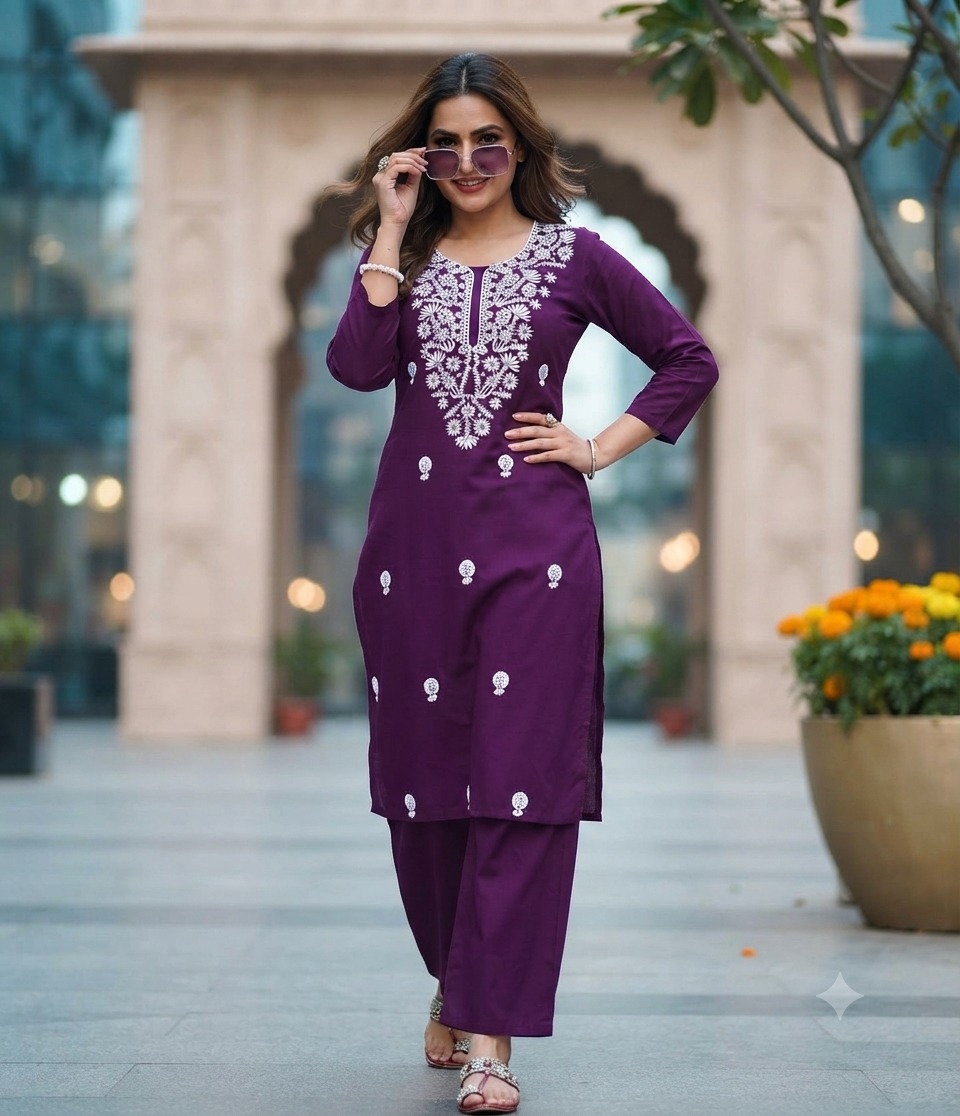 Aarvee Creation Lakhnavi Kurti Palazzo Set Size Set collection 1