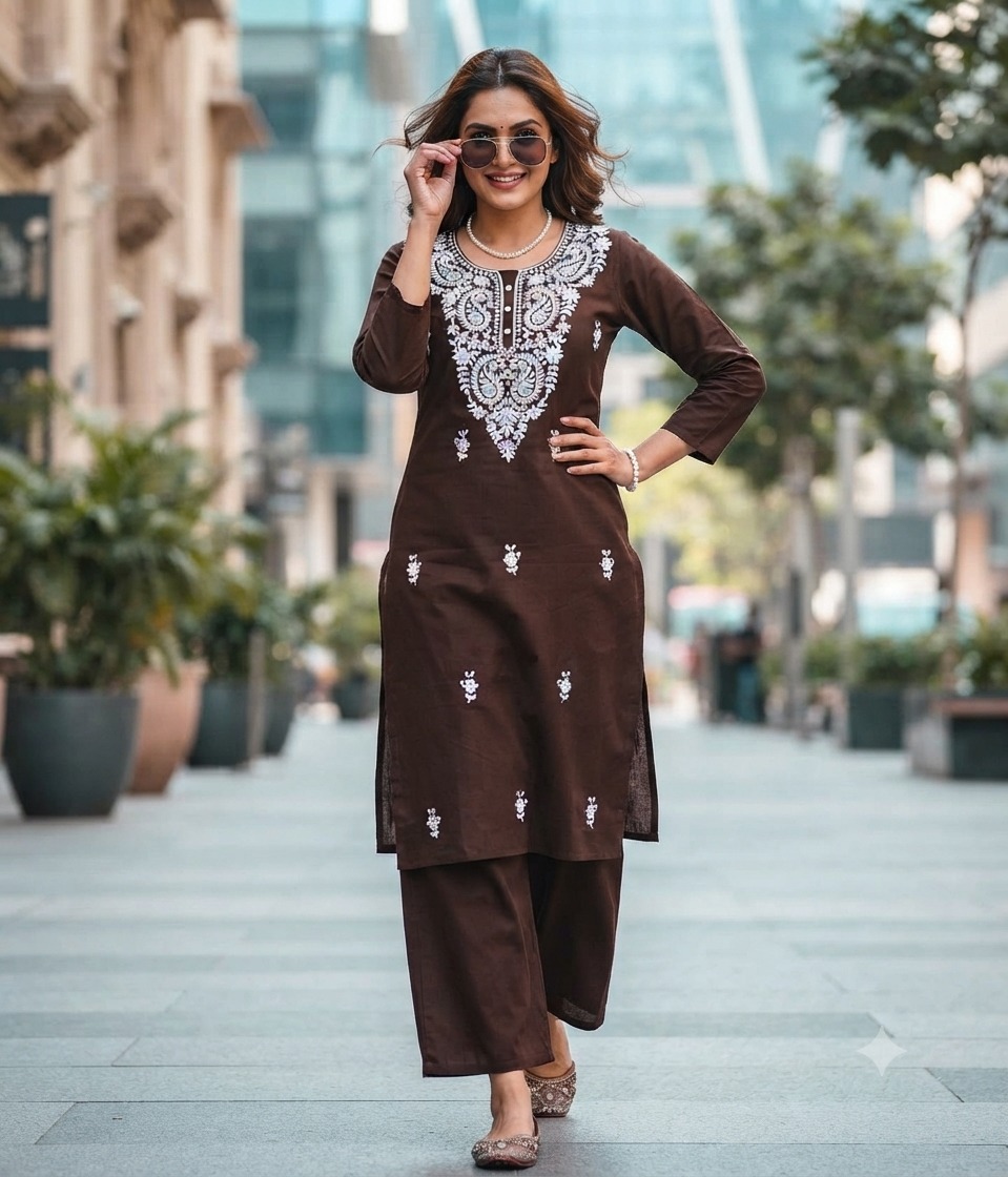 Aarvee Creation Lakhnavi Kurti Palazzo Set Size Set collection 3